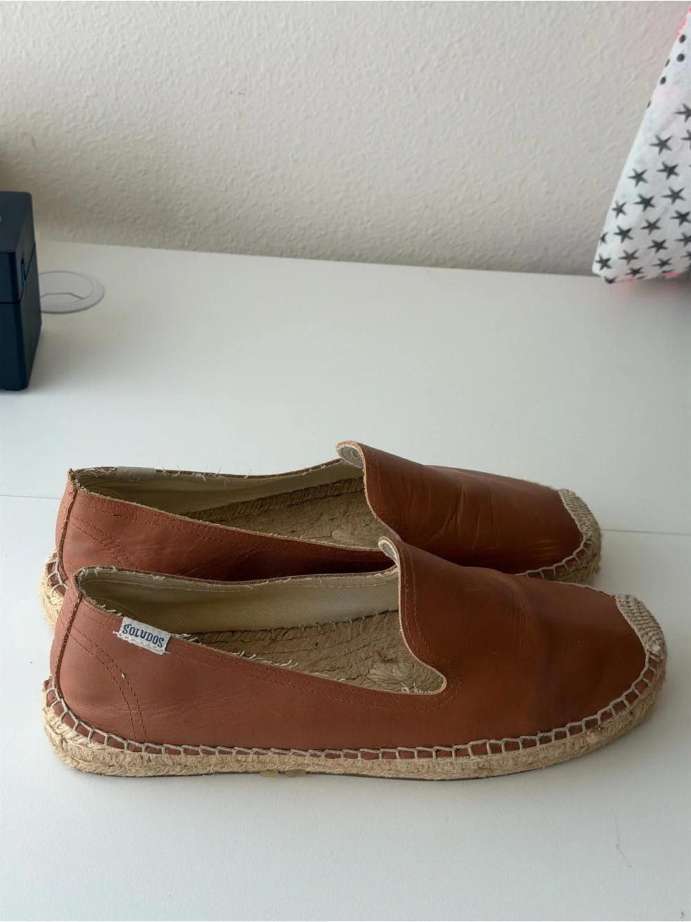 Soludos espadrilles Camel Tan Brown leather Slip on Size 10